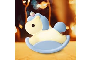 QKTYB Lampka nocna dla dzieci, silikonowa lampka nocna dla dzieci, do pokoju dziecięcego, ściemniana, możliwość ponownego ładowania, lampka nocna dla niemowląt, koń na biegunach, Kawaii, prezent dla