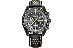 ROLLSTIMI Pagani Design 1779 męski zegarek z fazą księżyca, szkielet, szczotkowana tarcza, męski chronograf, zegarek japoński, mechanizm VK63, pasek z prawdziwej skóry, 100 metrów, wodoodporny, luksusowy