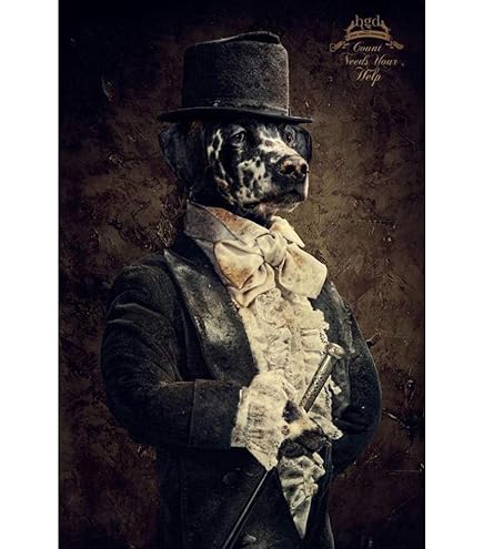 Stoere industriële 3D schilderij Engelse hond met kleding | Chesterfield