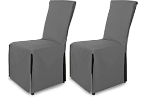 SH SCHEFFLER-HOME LIVE HOMESTYLE SCHEFFLER-Home Fundas Sillas de Comedor Elásticas Mila – Set de 2 Elegantes Fundas Sillas Ajustables con Lazo – Fundas para Sillas con Banda Elástica, Gris