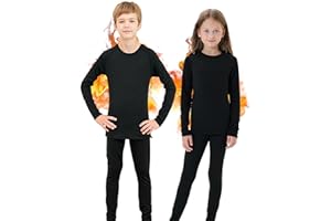 Homord Thermounterwäsche Kinder, Skiunterwäsche Funktionsunterwäsche für Ski,Fussball,Sport - Thermo Unterwäsche Set für Jungen und Mädchen Lange Atmungsaktiv Sportunterwäsche für 6-14 Jahre Kids