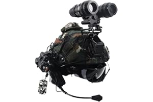 AQZXDC Juego de Casco Táctico, con Auriculares Y Gafas Militares, Montura NVG Y Modelo de Telescopio Combinación de Equipo Táctico, para Paintball Al Aire Libre Protección Airsoft