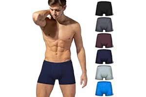 AURMLY 6 Pack Mens Bamboo Boxers Shorts, Comfortable Man Underwear, Soft Trunks for Men, Antibacterial Underpants, Moisture Wicking