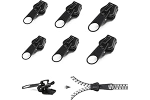 ripefun Zipper Repair Kit, 6Pcs Zip Puller Replacement Set, Universal Durable Fix for Luggage, Backpacks, Jackets, Jeans - Instant Zipper Rescue, Extension & Fixing, Black & Silver, Multipack