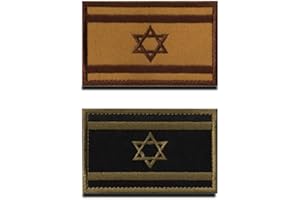 ZCKETO 2 St. Israel Flagge Patch - Taktisch Israelis Abzeichen, Haken und Schlaufe Bestickter Aufnäher, Militär Abzeichen-Emblem für Rucksäcke Kleidung Taschen Uniform Weste Jersey