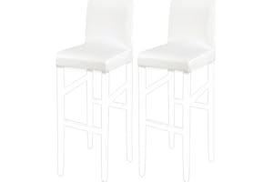 PiccoCasa Set of 2 Bar Stool Covers with Elastic Bottom, Stretch & Removable Dining Chair Covers for Pub Counter - Spandex Height Side Chair Covers Protector Slipcovers Snow White