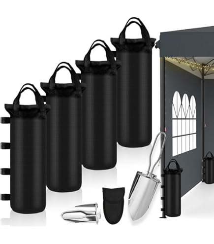4PCS Sac De Poids D'eau Pour Tonnelle, 88lb Poids D'eau De Tente Avec Sangles De Fixation,Revêtement Intérieur En PVC, Sac De Lestage D'eau Portable Pour Tente Pop-up, Auvent Ou Parasol