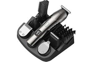 Hatteker Profesjonalna maszynka do strzyżenia włosów dla mężczyzn, trymer do brody, trymer do włosów, trymer precyzyjny, trymer do włosów w nosie, trymer do włosów na ciele, 11 w 1, wodoszczelny