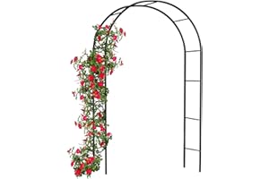 Denny International 2.4M Garden Arch Trellis Arched Metal Tubular Frame Climbing Plant Archway Arbour, Green