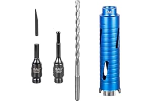 SALI Diamond Core Drill Bit Set - 42mm x 150mm Long Turbo Laser-Welded Segments for Concrete, Brick, Block, Stone Masonry, Granite with SDS Adapter, Hex Shank Adapter, Centre Drill Bit