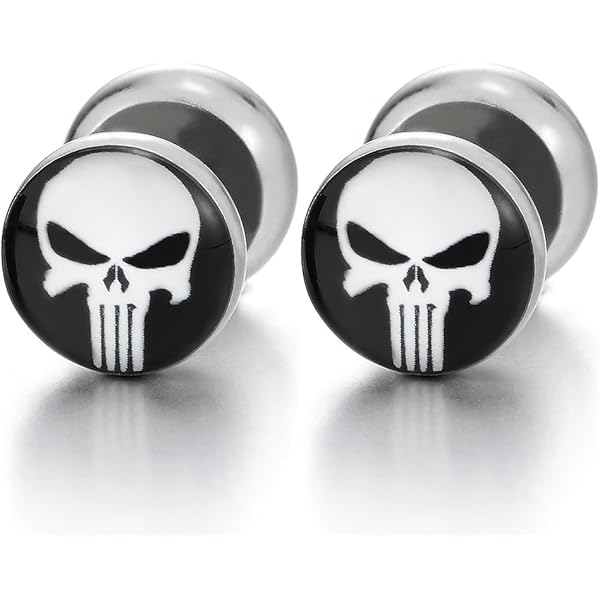 Army Fake Plug Ohrstecker Acryl Tunnel Schwarz Ohrring Cap Hip