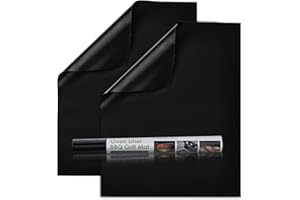KitchenRaku Tappetino universale per barbecue, 32 x 50 cm, per forno a convezione, resistente, riutilizzabile e lavabile, adatto per barbecue a gas e a carbonella (nero, 2 pezzi)