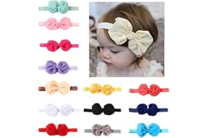 JasCherry Chiffon 14 Colori/Set Turbante per Capelli per Bambini Archetto con Fiocco Fascia Elastica Morbida per Ragazze Copricapo Accessori per Capelli per i Bambini