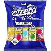 LuvIt. Smackers Fruit Flavoured Lollipops 4 Exciting Flavours For Kids Mango, Blue Lemonade, Green Apple, Watermelon Lollipop