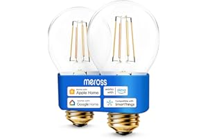 Meross 2PCS Smart Lampadine Alexa LED con dimmerabile bianco caldo Vintage Edison E27, Lampadine Wifi 9W(equivalente a 60W )Compatibile con Apple HomeKit Siri, Alexa, Google Assistant & SmartThings