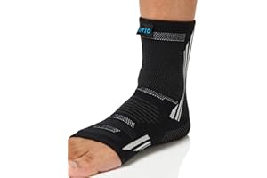 VITTO Ankle Support for Ligament Damage - Non-Slip Ankle Brace for Sprained Ankle, Weak Ankles and Achilles Tendonitis Support. Suitable for Women and Men (L, Black + Grey)