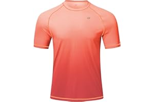 Huayuzh Men's Watersport Rash Guards Swimming Shirts UV Swim Top UPF 50+ Quick Dry Short Sleeve Surfing Running Sports Top