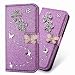 Produktbild 3D Butterfly Bling Glitter Glitzer Diamond Musterg Ledertasche Slim Retro Bookstyle mit Standfunktion Karteneinschub Magnetverschluss Flip Wallet Hülle Schutzhülle für Samsung Galaxy A8 Plus 2018