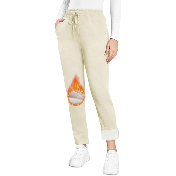 Pantalon D’hiver Taille Haute Femme - Jogging Thermique Doublé Polaire, Léger, Extensible, Pour Rester Au Chaud - 4