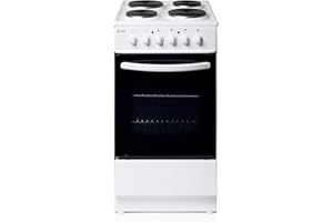 Haden HES50W Electric Cooker – Freestanding 52 Litre Cooker with 4 Solid Plate Rings - Single Cavity Oven - 50cm, White