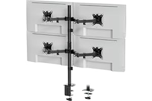 VonHaus Support de Moniteur Quadruple pour Écrans de 13 à 32" - Support Moniteur PC Quadruple - Support de Bureau pour 4 Écrans, Bras Rotatifs et Pivotants, VESA 75 x 75 mm et 100 x 100 mm