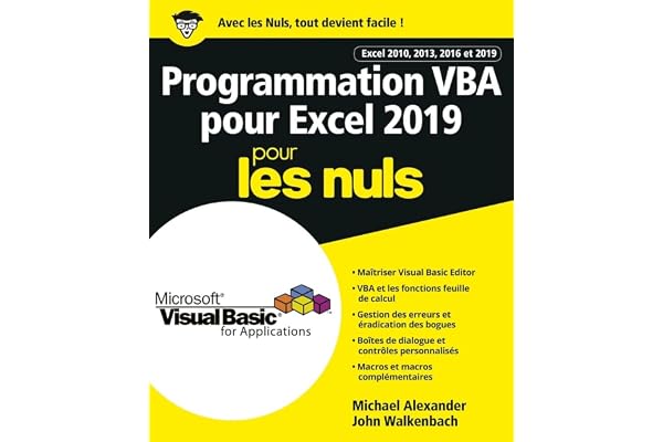 Programmation VBA pour Excel 2019 Pour les Nuls