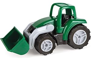 Lena 1263 Workies Tractor Shovel Loader 14 cm, Tractor Made of ABS Plastic, Trekker with Movable Shovel, Rubber Tyres, Steel Axles, Truck for Children from 18 Months, Play Tractor in Green