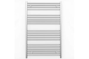 MYHOMEWARE 700mm Wide Chrome Heated Towel Rail Radiator Curved and Flat For Bathroom Designer UK (700mm x 1000mm (h) Flat)