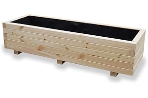 ‎ALFALUX Alfalux Blumenkasten Pflanzkasten Aus Holz Pflanzkübel Balkonkasten Pflanzgefäß Garten Balkon Terrasse 120KAN4030 120 x 40 x 30H cm