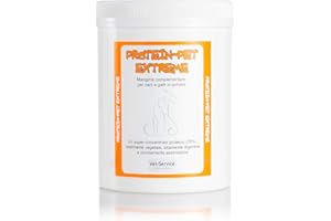 VET-SERVICE Protein-Pet Extreme, conf. 500 gr - Mangime semplice per gatti in polvere - Un super-concentrato proteico (70%) altamente digeribile e prontamente assimilabile