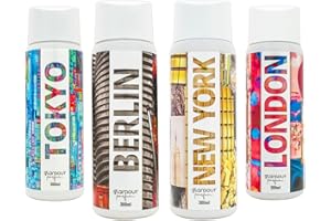 GLAMOUR PARFUM - Pack 4 Recambios Ambientador de Hogar - Fragancia Tokio, Berlín, New York y London - 4 x 300 ml - Pack Cosmopolitan - Ambientadores Textiles de Hogar - Reutilizable