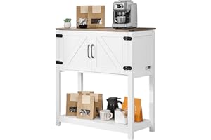 VEVOR Coffee Bar Cabinet, 31.5 x 13.8 x 34.6 in Farmhouse Coffee Bar Cabinet with 3-Tier Storage, Table with Magnet Doors, Farmhouse Sideboard Buffet for Living Room, Entryway