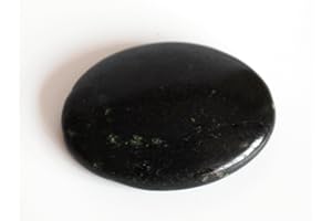 REIJU Stone of Protection - Reiki Healing Energy Charged Small Black Tourmaline Crystal Worry Stone Cabachone (3 x 4 cm Approx)