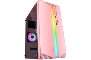 MARSGAMING Mars Gaming MC-S1, Gehäuse PC Micro-ATX Ultra-Kompakt, 12-Mode ARGB Frontbeleuchtung, FRGB Lüfter, Full Side Window Gaming Gehäuse, Unterstützt Flüssigkeitskühler bis 120mm, Rosa