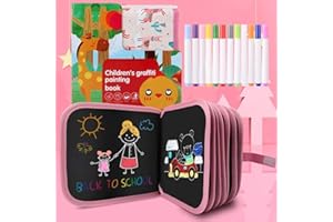 Felly Kolorowanka dla dzieci, przenośna deska do rysowania graffiti z 12 kredek – 14 stron, zabawka edukacyjna dla dzieci prezent 2 3 4 5 6 lat (różowa)