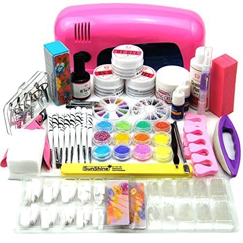 Coscelia 9W UV Gel Curing Lamp Dryer Glitter Nail Art Decoration Set