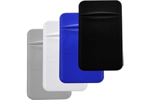 CKANDAY 4-pak etui na karty na telefon komórkowy z samoprzylepną naklejką na tył telefonu, elastyczne materiałowe rękawy na karty identyfikacyjne, kieszonkowe etui na karty kredytowe, portfel do
