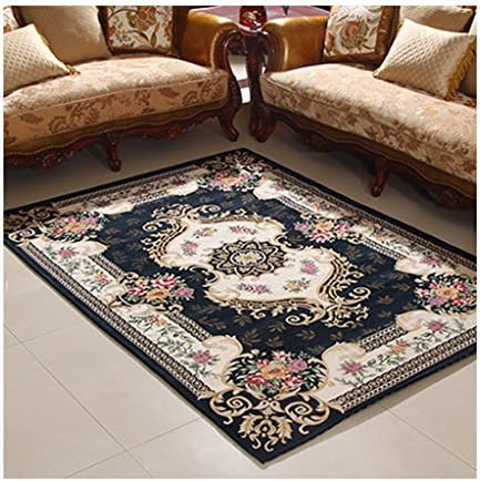 YLMD Vintage Luxurious European Traditional Jacquard Craft Rugs, Living Room Coffee Table Rugs Sofa rectangle Large Rugs, Creative Plants Flower Rugs, Elegant Relax Yoga Pads, 39.37in * 55.12in ( Color : Blue )