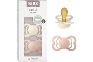 BIBS Supreme Smoczek, 2 szt., Bez BPA, Symetryczny kształt gumowej główki. Lateks z kauczuku naturalnego, Rozmiar 2 (6-18 miesięcy), Ivory/Blush
