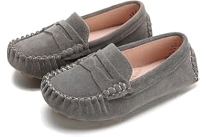 DADIJIER Sunny&Baby Garçons Mocassins Chaussures Enfants Mocassins Slip on Style Doux Semelle Antidérapante Facile on & Off Résistant à l'abrasion (Color : Gris, Taille : 27 EU)