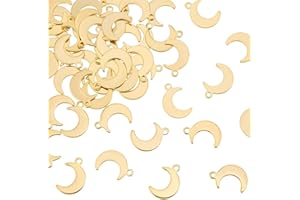 UNICRAFTALE 50 Uds. Dijes de Luna Colgantes de Acero Inoxidable Dijes Dorados para Hacer Joyas Colgantes para Collar Pulsera Pendientes Manualidades DIY Agujero de 1 mm