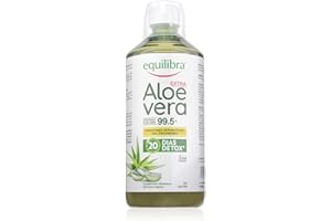 Equilibra Suplementos Dietéticos, Aloe Vera Extra 99,5%, Suplemento de Aloe Vera para Beber Puro o Diluido, Sin Aloína, Detox, Pulpa Pura, Sin Agua Añadida, Producto Vegano, Sin Gluten, 1 Litro