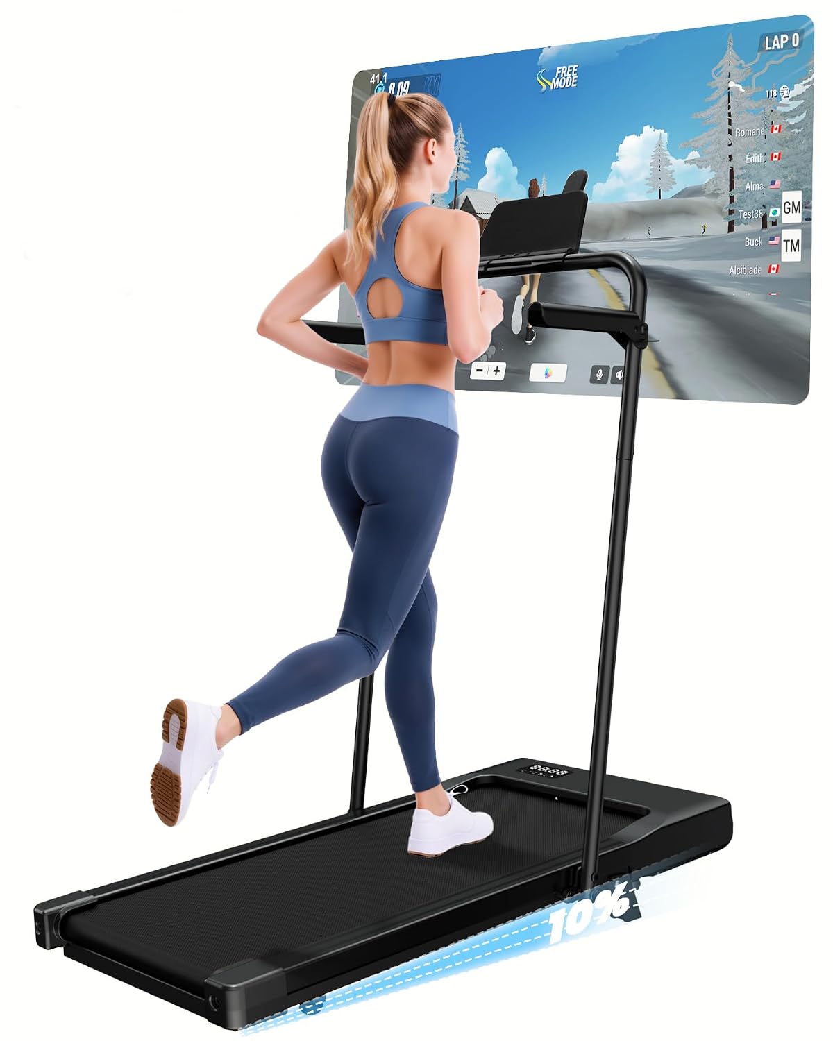 Superun Tapis Roulant Salvaspazio Pieghevole 1-6/1-12km/h Inclinazione 10% | Tapirulan Elettrico Pieghevole 3,0 CV Mini Walking Pad Massima di 136 kg,Schermo LED, Telecomando, Controllo tramite APP