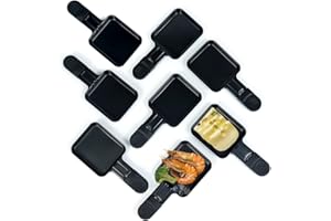 Coupelle Raclette Po¨ºlon Raclette Grill Accessoires Rev¨ºtement Antiadh¨¦sif, 18x8.5x0.5cm, 8 Plats , Noir