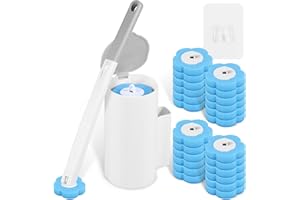 BUTORY Toilet Wand Kit, Toilet Cleaner Brush with 24 Pcs Toilet Wand Replacement Heads, 360 Degree Cleaning Toilet Brush Cleaning Kit, Toilet Cleaning System for Bathroom Cleaning