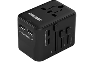 EYMUOBC Uniwersalny adapter podróży na całym świecie z 2 portami USB-C i 2 portami USB-A, międzynarodowy adapter wtyczki,wtyczka podróżna adapter na całym świecie do USA, Anglii, Australii