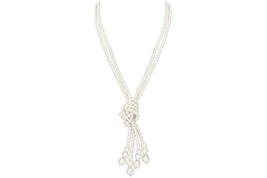 BABEYOND Gatsby Long Knot Pearl Necklace 1920s Imitation Pearls Necklace 49" and 59" Flapper Necklace