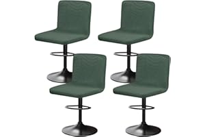 YINGAYOU Funda Taburete Bar con Respaldo con Patrón de Hojas Funda para Sillas Altas Bar Elasticidad, Antipolvo, Antiarrugas, Fácil de Lavar para Bares, Restaurantes y Cocinas Domésticas (4, Verde)