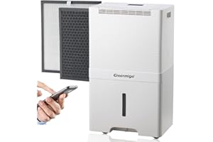 Greenmigo Déshumidificateur Connecté WiFi 55L/Jour,Filtre HEPA,Sèchage du Linge,Panneau de contrôle Numérique,Drainage Continu,Minuterie,Réduit la Moisissure Condensation,l'humidité(ALPHA-AF55 WiFi)