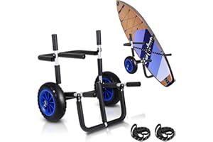 Herrselsam Carrello di trasporto per tavola SUP, singolo o doppio, per surf, surf, surf, surf, pieghevole, imbottito, con 2 cinghie di sicurezza